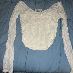 SOLD Elegant Lace Off-Shoulder Top - Cream